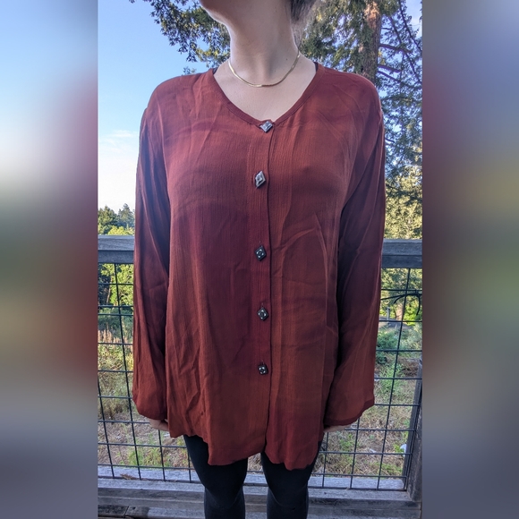 Elegant Brown Button-Down Shirt - Picture 1 of 4